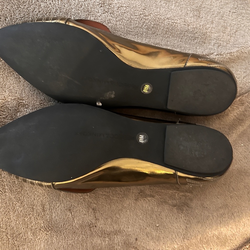 Metallic gold flats  Rebecca mink off great condition